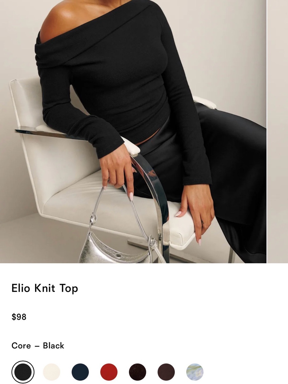 Reformation Black Elio Knit Top